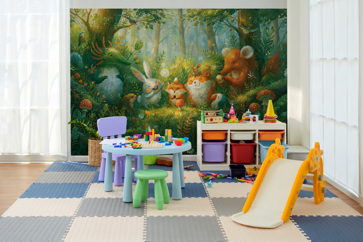 MUSHROOM CIRCLE - malowana leśna polana ze zwierzętami — KIDS ROOM - PLAY ROOM