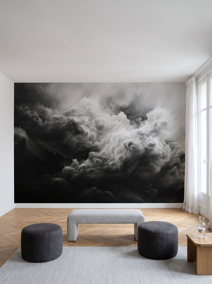 Fototapeta artystyczna o nazwie Tempest's Might w aranżacji wnętrza: salon w paryskim apartamencie.