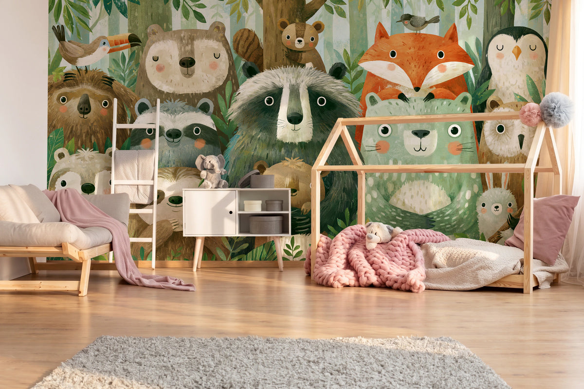 WOODLAND HUDDLE - tapeta z leśnymi zwierzętami dla dzieci — KIDS — Pokój dziecięcy 07