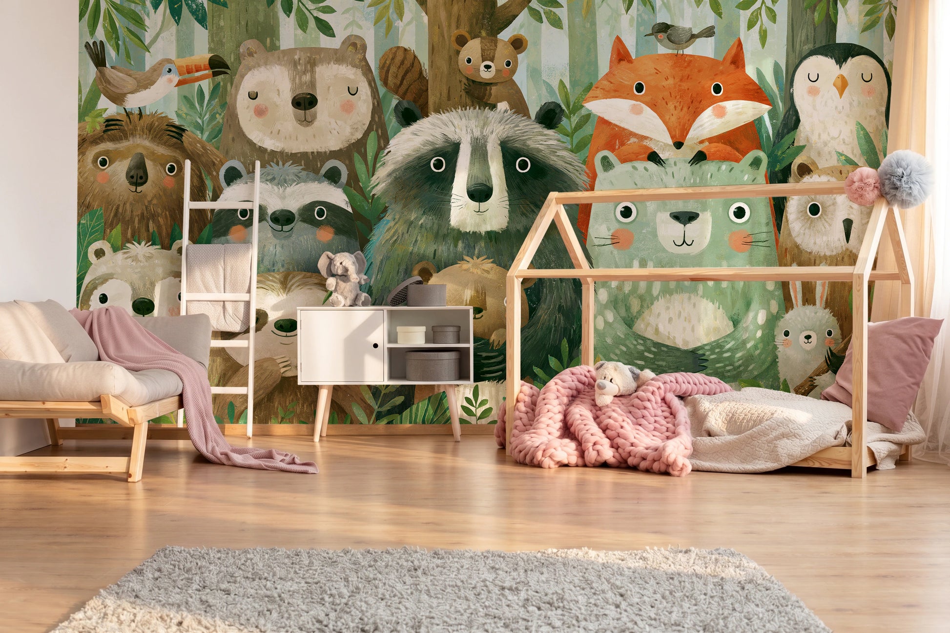 WOODLAND HUDDLE - tapeta z leśnymi zwierzętami dla dzieci — KIDS — Pokój dziecięcy 07