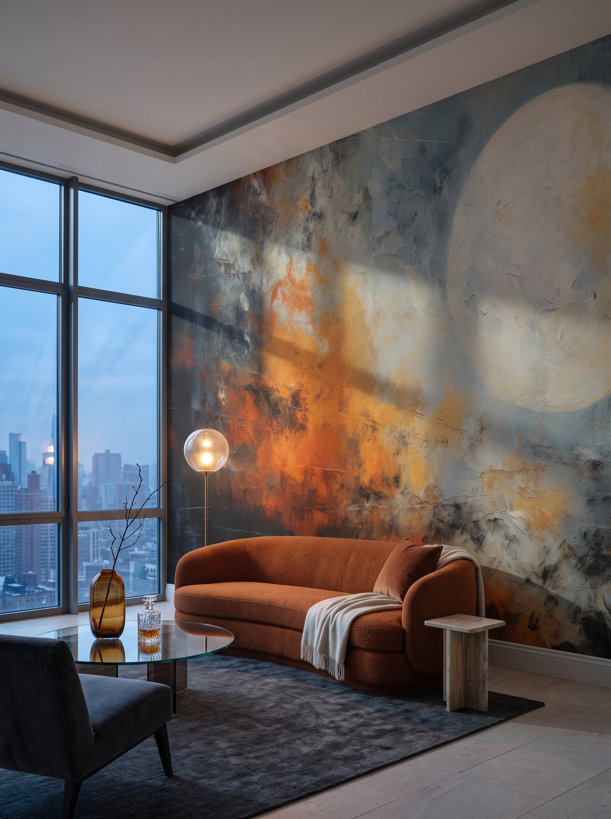 Fototapeta artystyczna o nazwie Mars' Horizon w aranżacji wnętrza: salon w penthousie na Manhattanie.