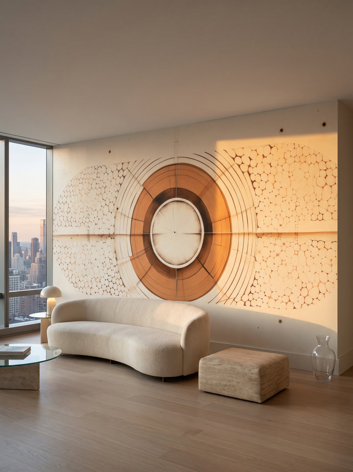 Fototapeta artystyczna o nazwie ORBITAL GEO w aranżacji wnętrza: apartament na najwyższym piętrze na Manhattanie.
