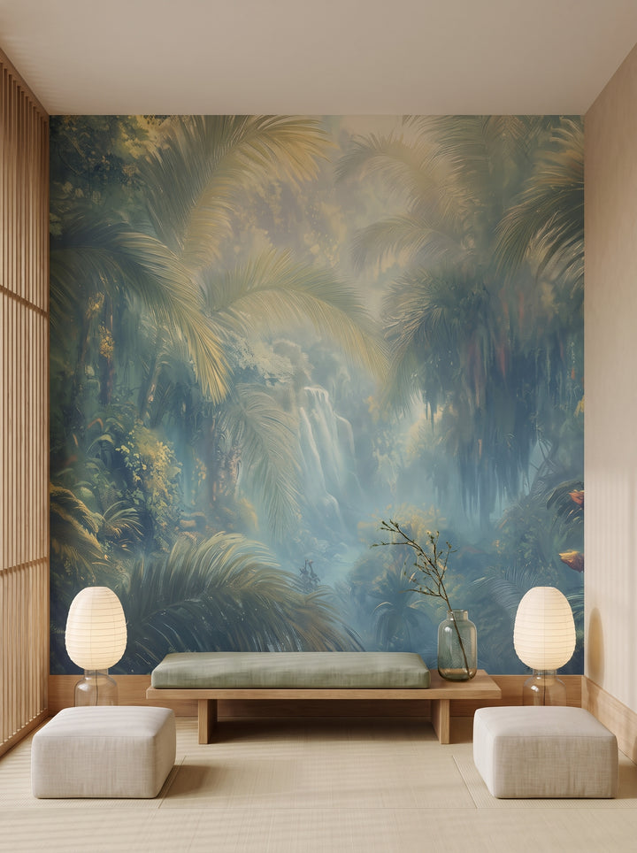 Fototapeta artystyczna o nazwie AZURE DEPTHS w aranżacji wnętrza: lounge w hotelu w stylu kioto.