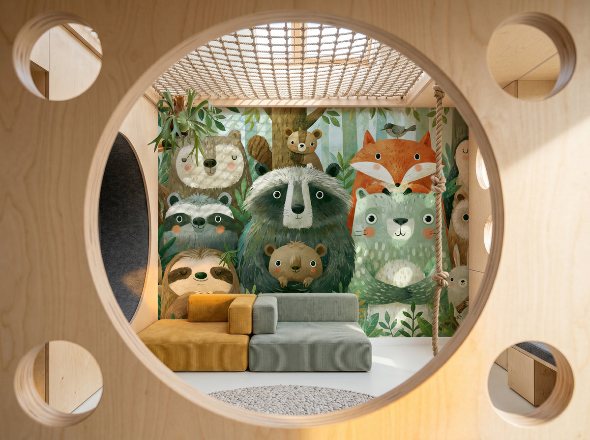 WOODLAND HUDDLE - tapeta z leśnymi zwierzętami dla dzieci — PLAYROOM