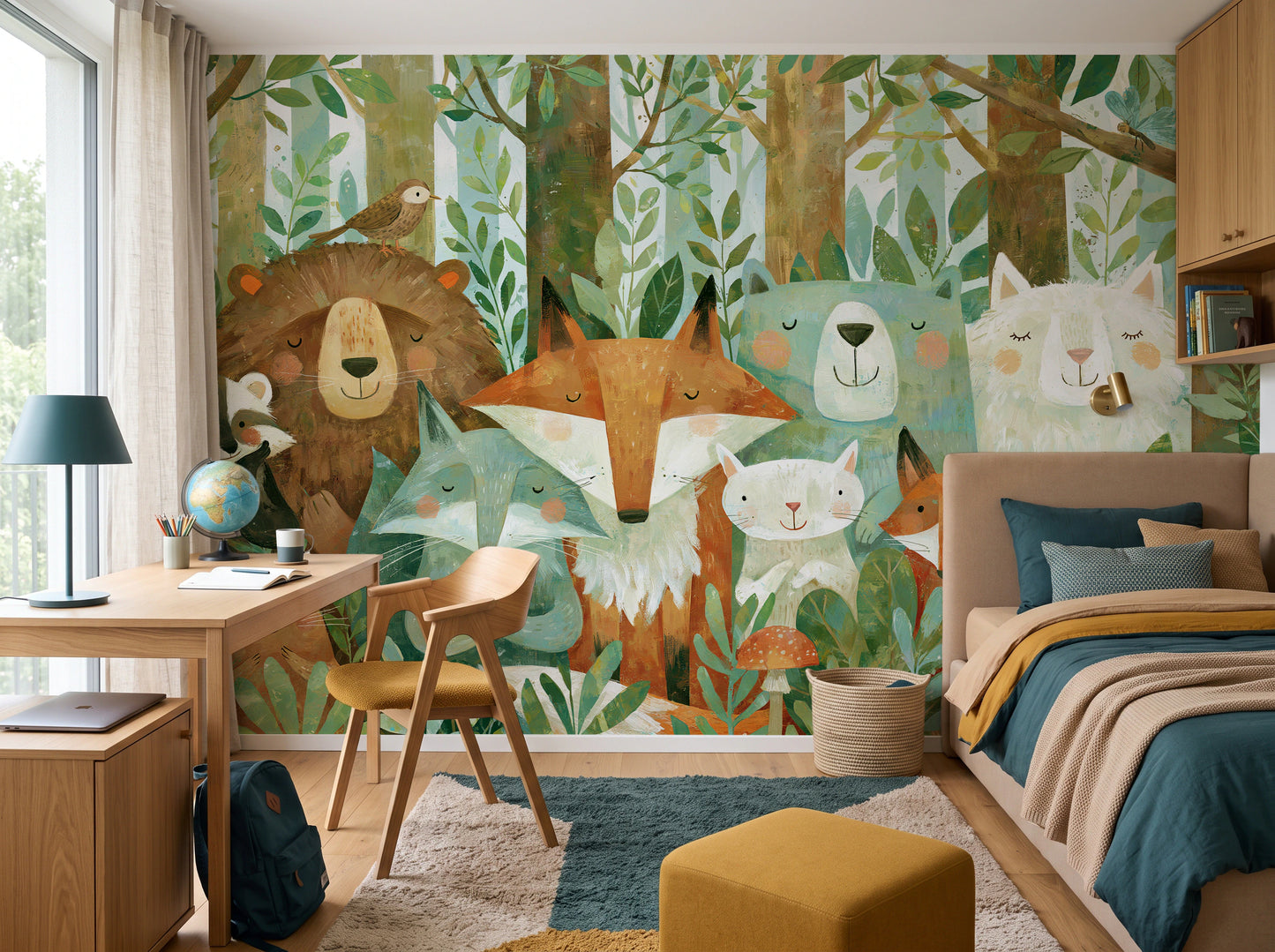 SLEEPY THICKET - tapeta z leśnymi zwierzętami dla dzieci — child's room