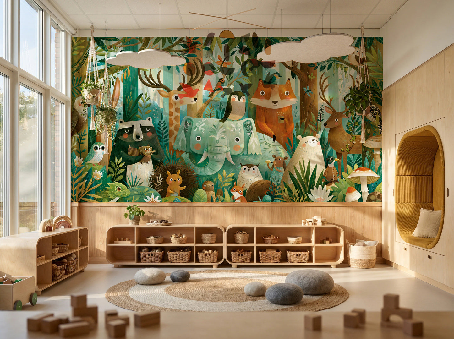 EMERALD THICKET - malarska tapeta z leśnymi zwierzętami — KIDS — Playroom 03