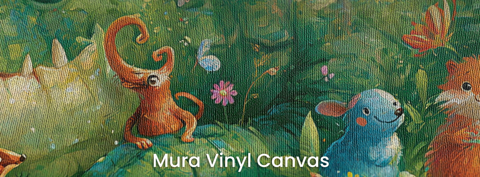 GREEN LAGOON PARADE - malarska tapeta z leśnymi zwierzętami — Mura Canvas