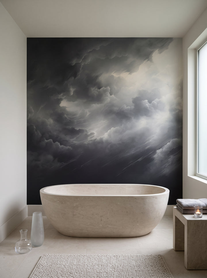 Fototapeta artystyczna o nazwie Impending Gale w aranżacji wnętrza: łazienka spa w luksusowej rezydencji.