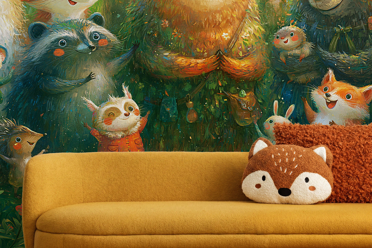 BRAMBLE CHOIR - tapeta z leśnymi zwierzętami dla dzieci — CHILDREN'S ROOM - CLOSE UP ON THE PATTERN