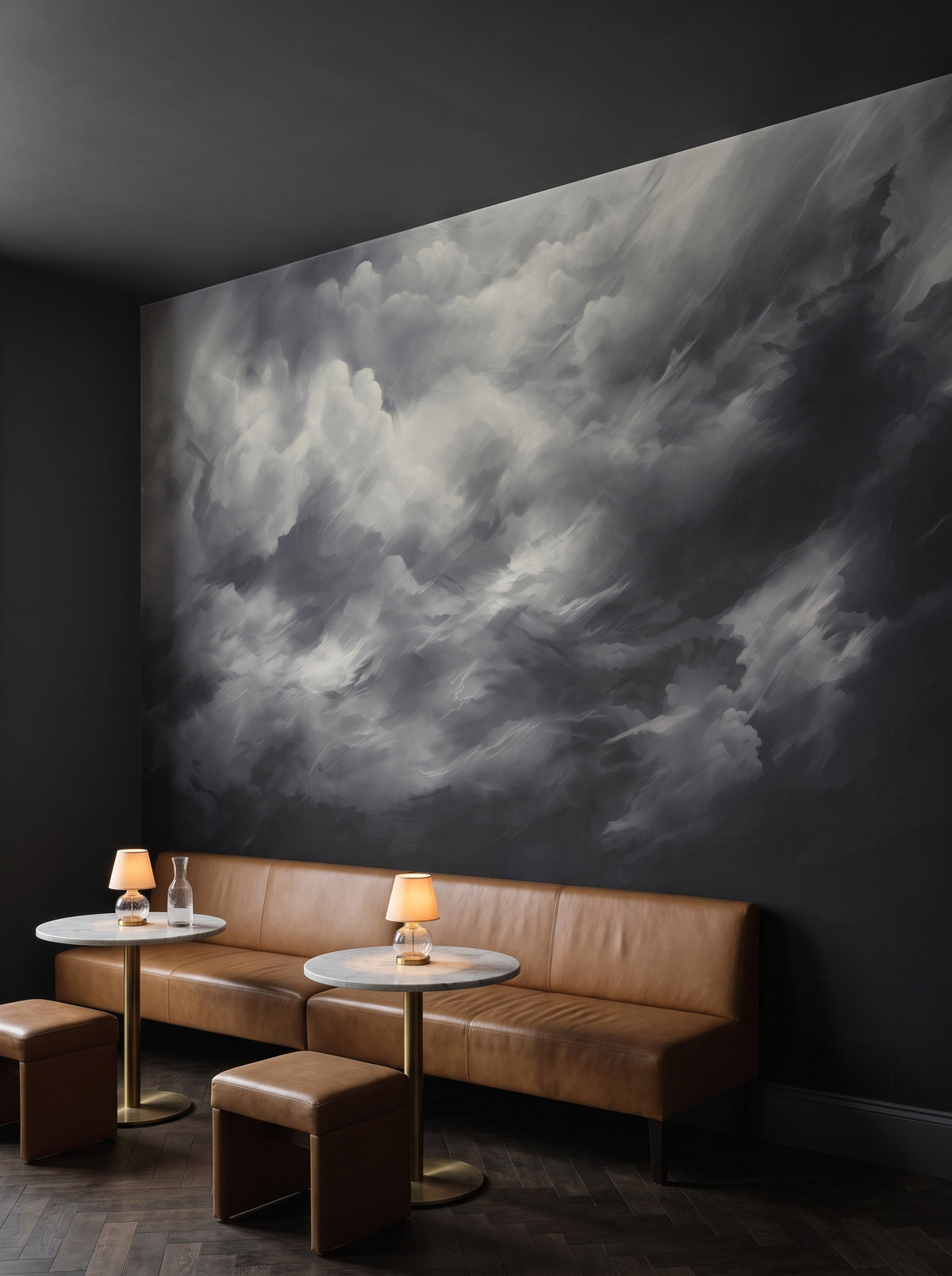 Fototapeta artystyczna o nazwie Dynamic Swirls w aranżacji wnętrza: bar w butikowym hotelu.