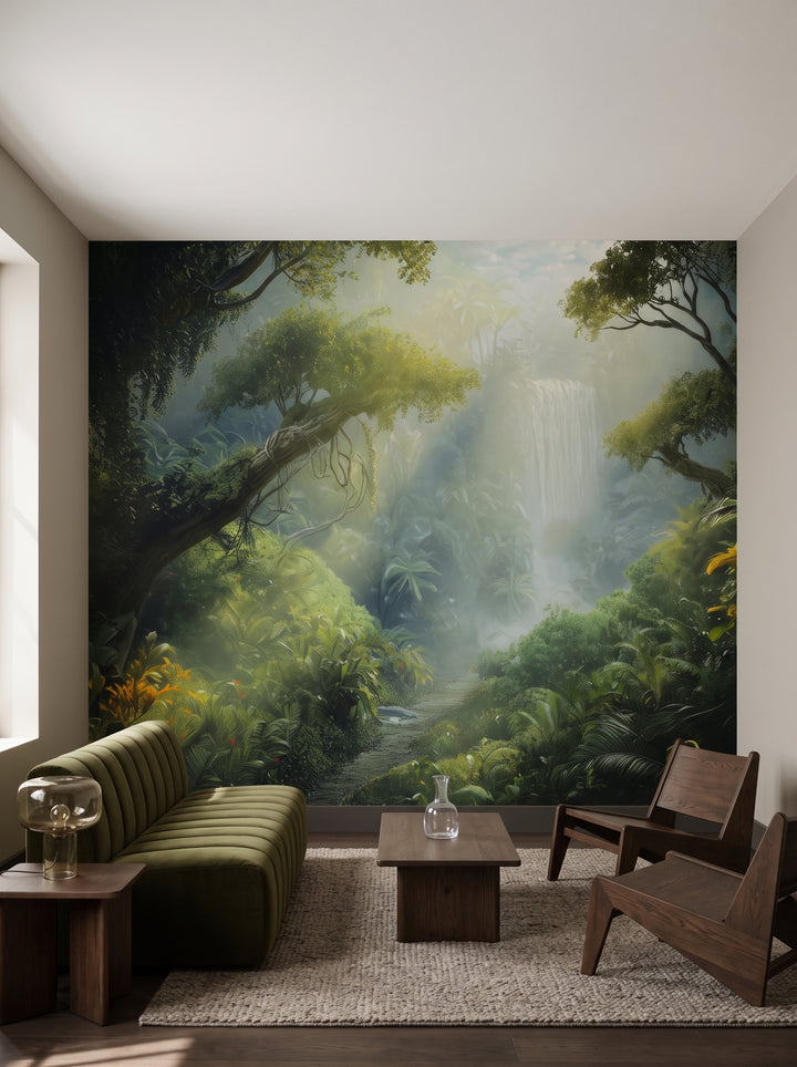 Fototapeta artystyczna o nazwie MYSTICAL RAYS w aranżacji wnętrza: salon apartamentu w pięciogwiazdkowym hotelu.