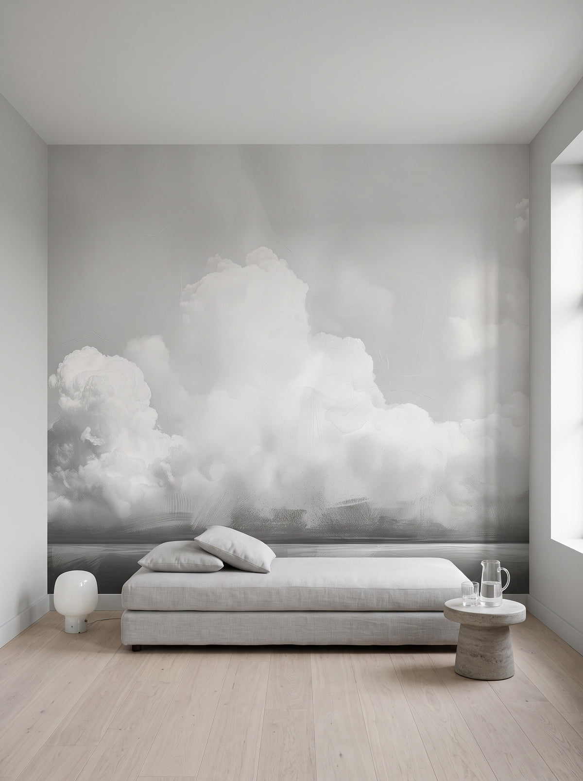 Fototapeta artystyczna o nazwie Clouds of Tranquility w aranżacji wnętrza: domowy pokój wellness w nowoczesnej rezydencji.