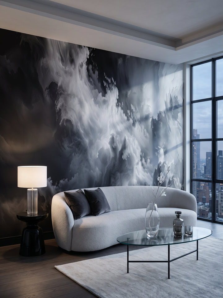 Fototapeta artystyczna o nazwie Abstract Storm w aranżacji wnętrza: salon w penthousie na Manhattanie.