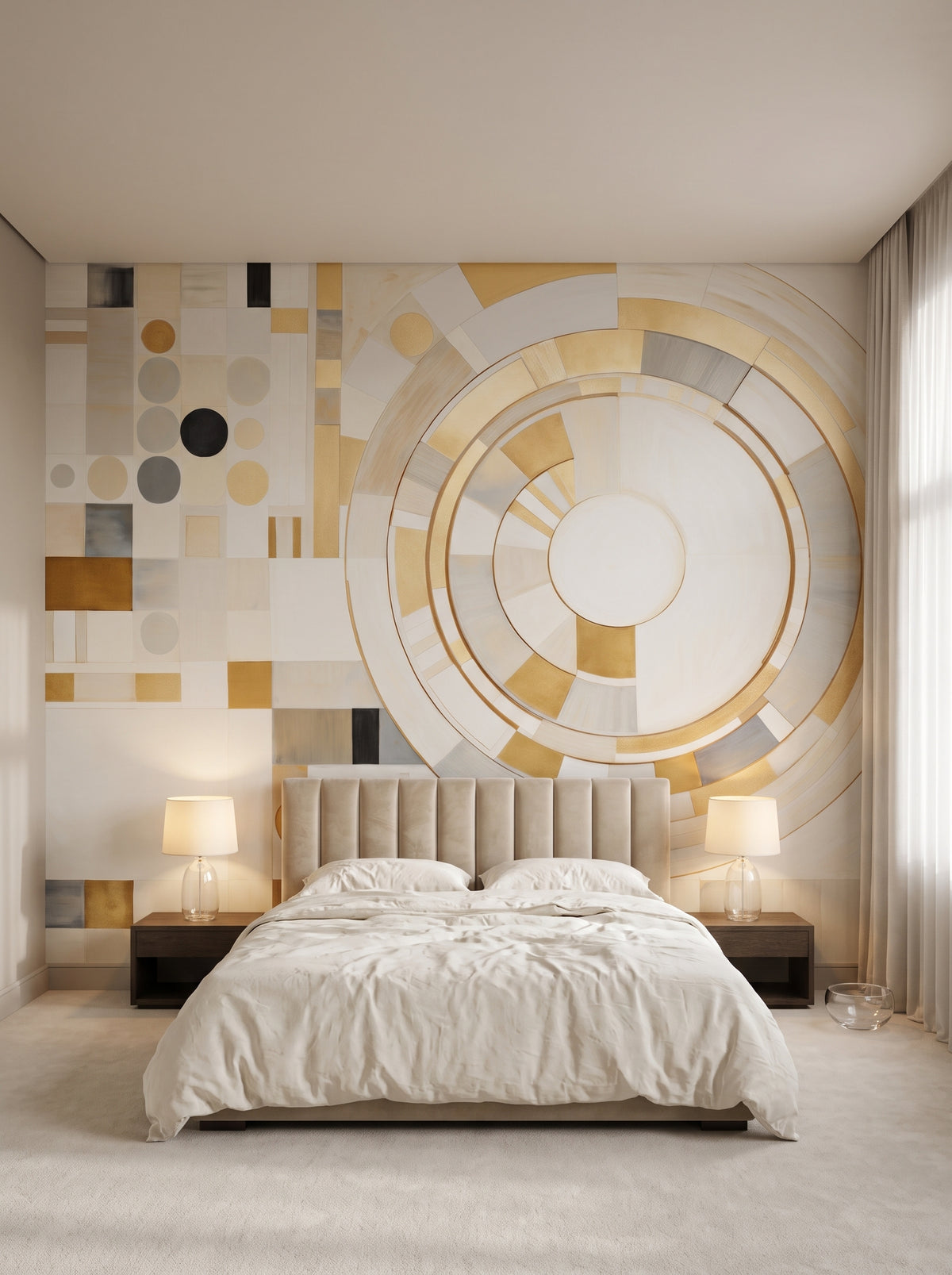 Fototapeta artystyczna o nazwie GEOMETRY SPIN w aranżacji wnętrza: apartament w pięciogwiazdkowym hotelu.