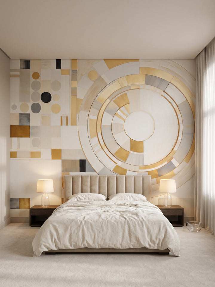 Fototapeta artystyczna o nazwie GEOMETRY SPIN w aranżacji wnętrza: apartament w pięciogwiazdkowym hotelu.