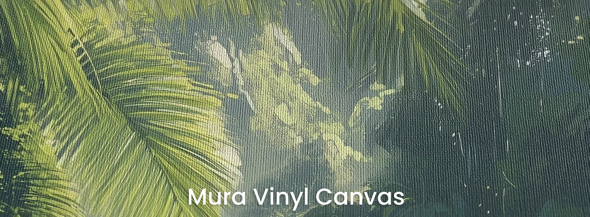 Zbliżenie na fototapetę SUNLIT PALMS - tapeta z tropikalnym ogrodem w promieniach słońca na podłożu o fakturze płótna.