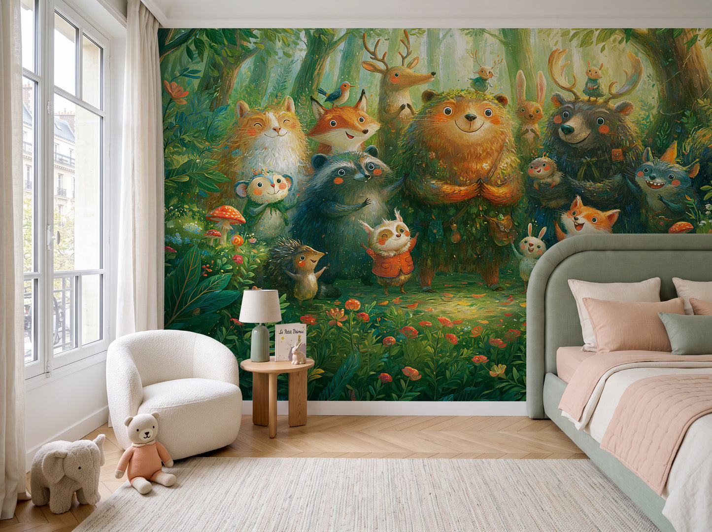 BRAMBLE CHOIR - tapeta z leśnymi zwierzętami dla dzieci — children's room with window