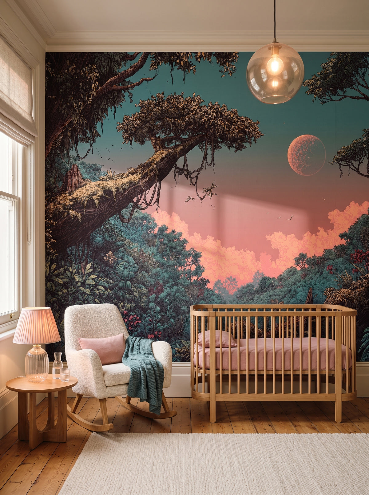 Fototapeta artystyczna o nazwie LUNAR DREAMS w aranżacji wnętrza: pokój dziecięcy w eleganckiej kamienicy.