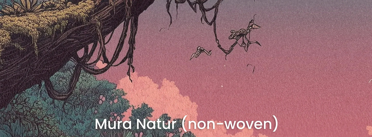Zbliżenie na fototapetę LUNAR DREAMS - tapeta z tajemniczym księżycowym lasem na naturalnym podłożu ekologicznym.