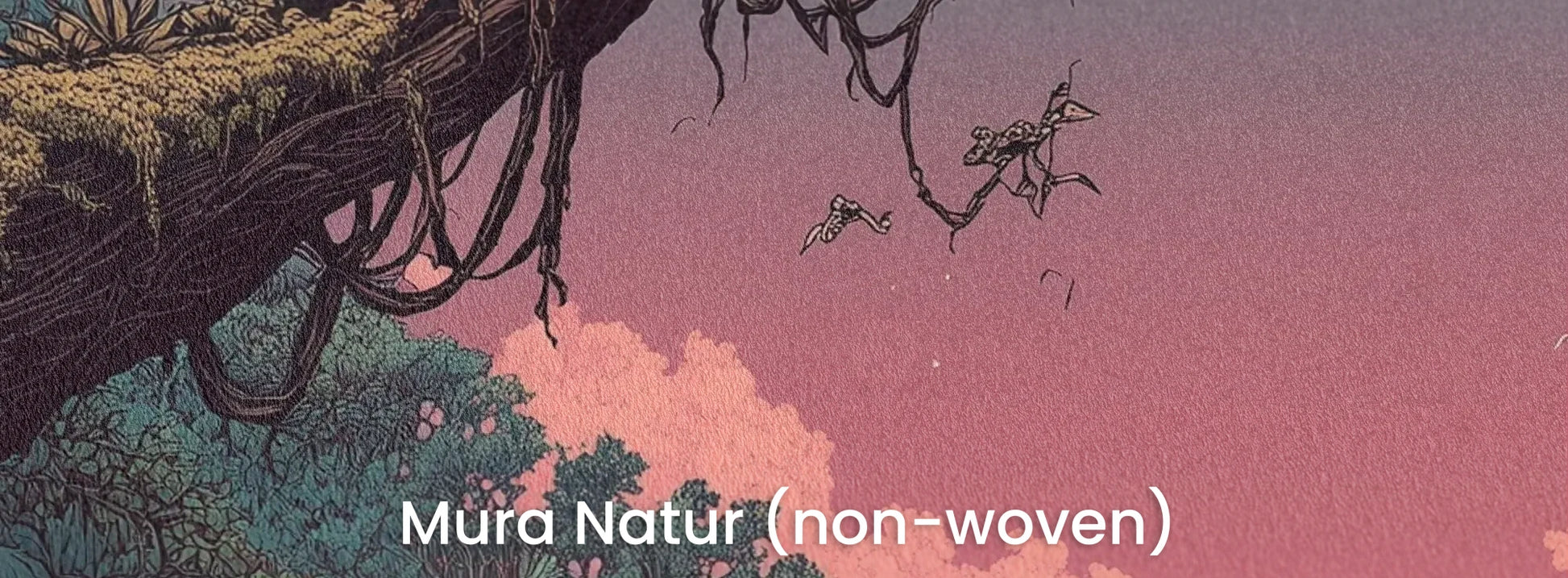 Zbliżenie na fototapetę LUNAR DREAMS - tapeta z tajemniczym księżycowym lasem na naturalnym podłożu ekologicznym.