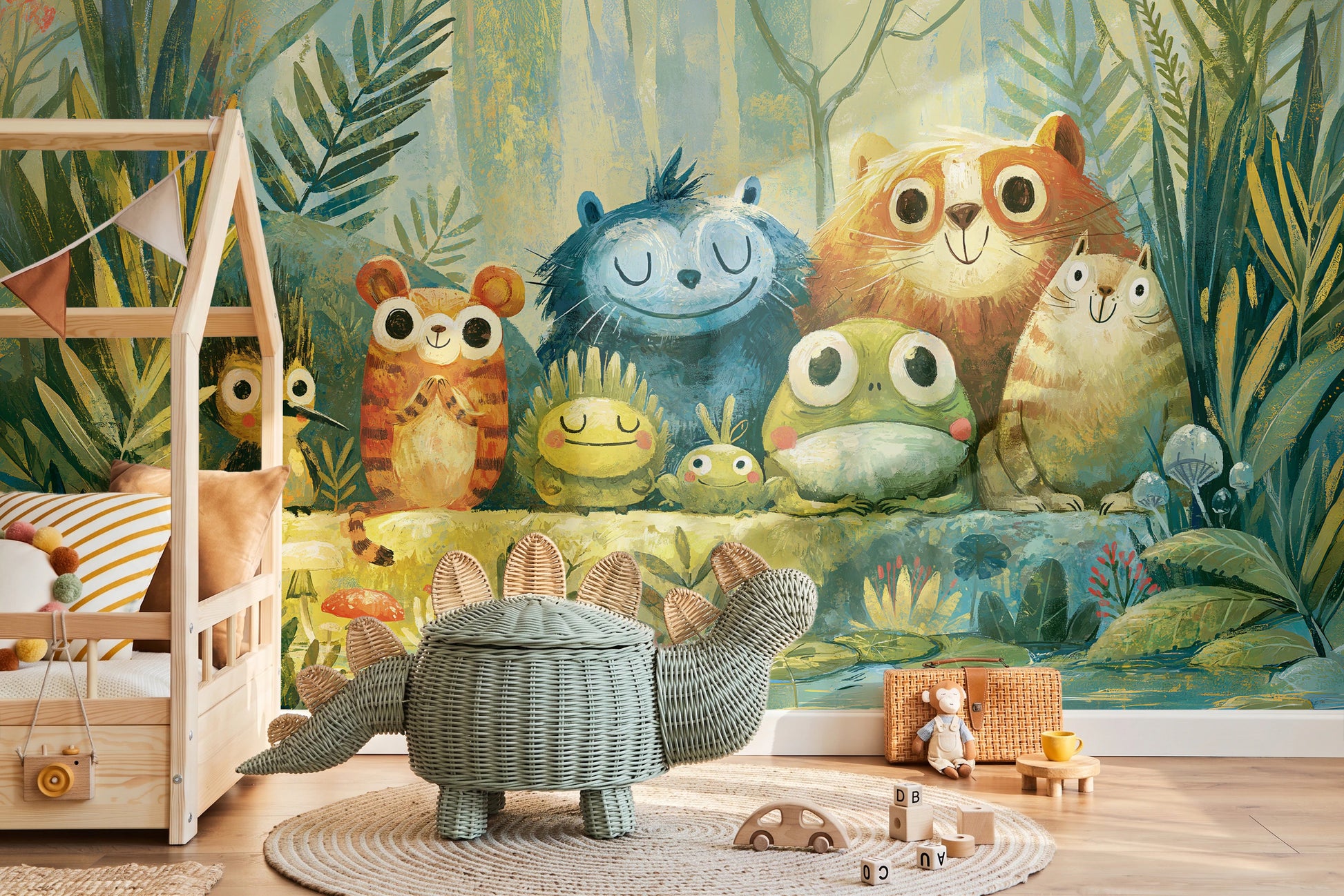 POND PARADE - tapeta z leśnymi zwierzętami nad stawem — KIDS — Pokój dziecięcy 10