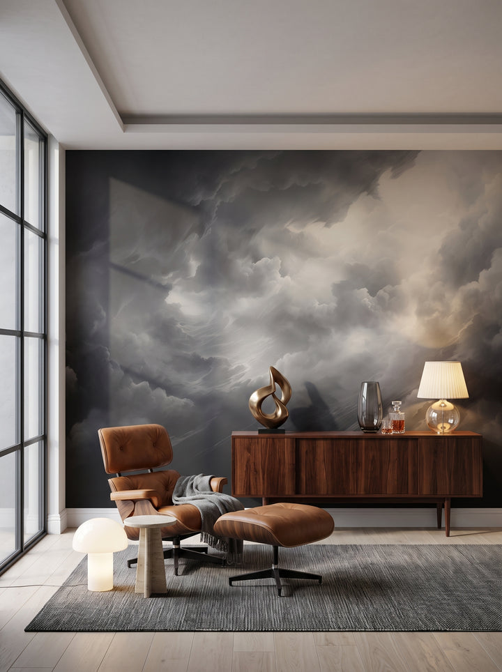 Fototapeta artystyczna o nazwie Storm's Crescendo w aranżacji wnętrza: salon kolekcjonera w stylu mid-century modern.
