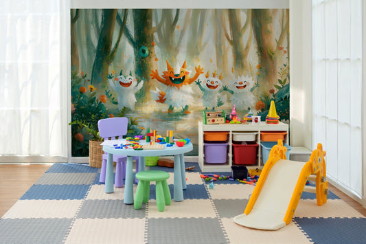 MERRY SPRITES - malowana leśna polana z wesołymi stworkami — KIDS ROOM - PLAY ROOM