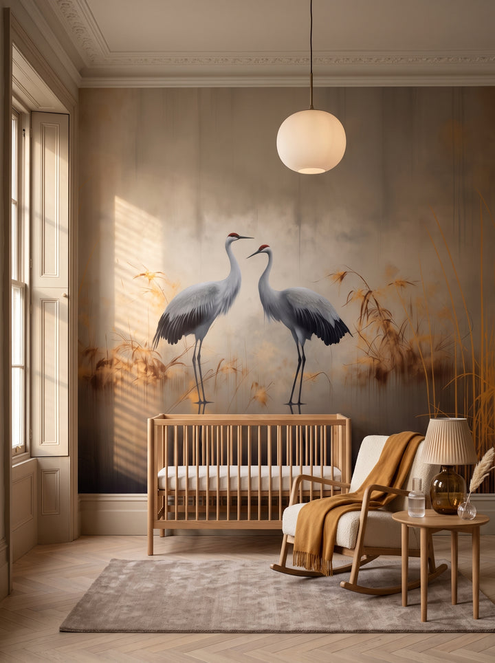 Fototapeta artystyczna o nazwie Misty Silhouettes w aranżacji wnętrza: elegancki pokój dziecięcy w kamienicy.