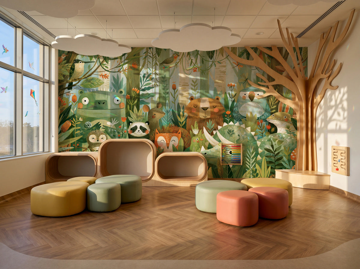 WOODLAND PARADE - tapeta z malowanymi zwierzętami lasu — KIDS — Playroom 01