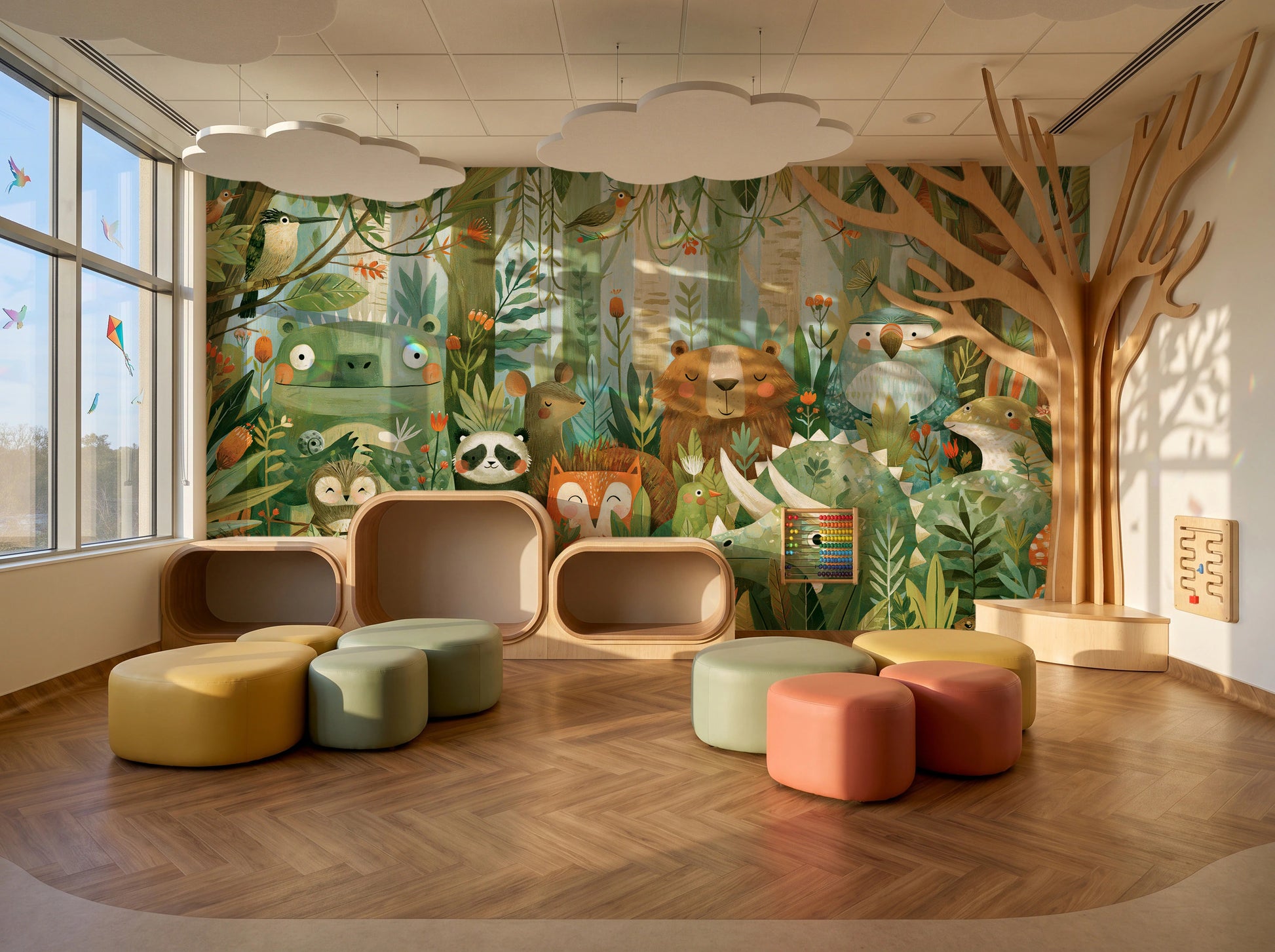 WOODLAND PARADE - tapeta z malowanymi zwierzętami lasu — KIDS — Playroom 01