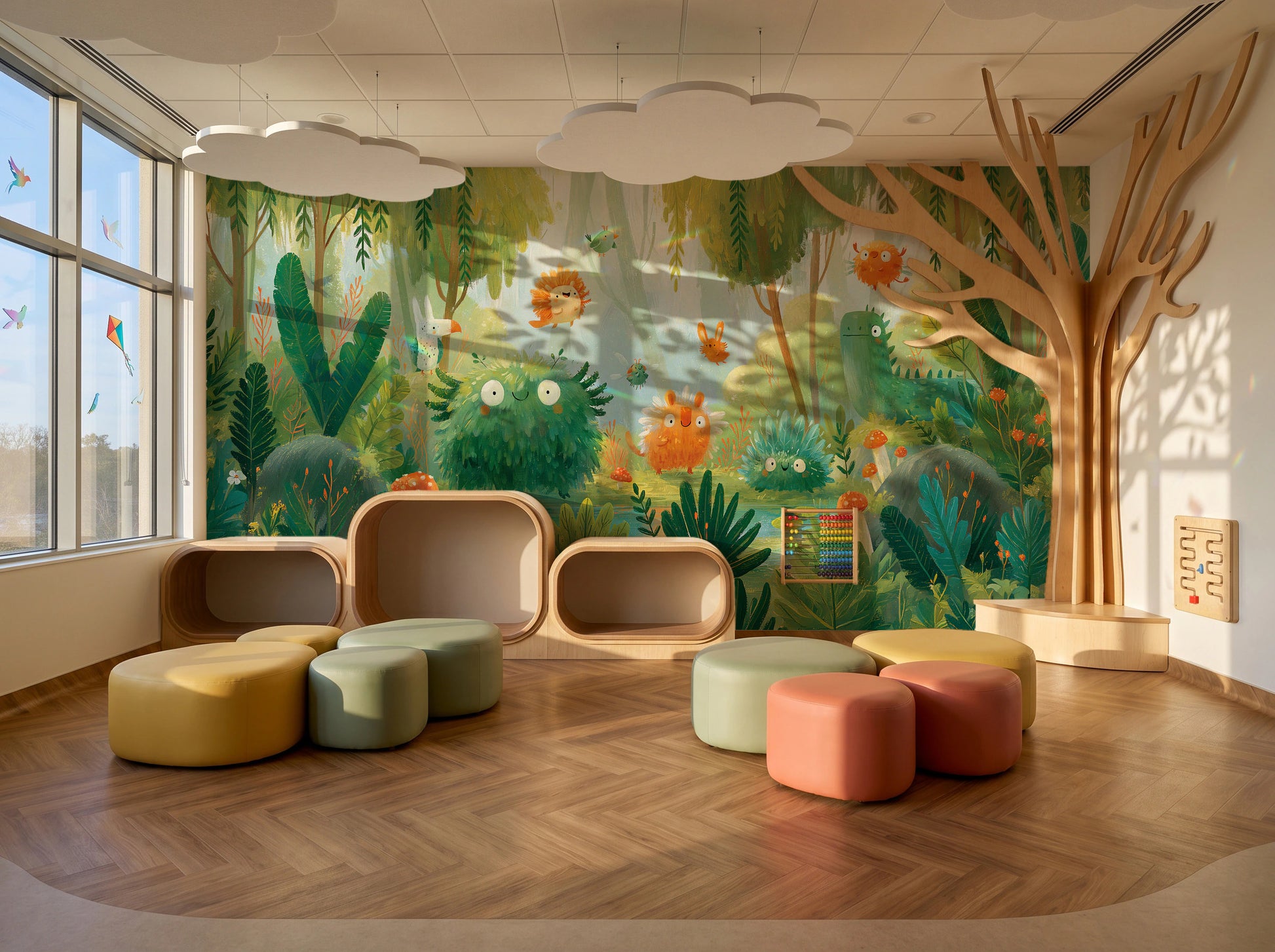 MOSSY POND - malowany las pełen puchatych stworków — KIDS — Playroom 01