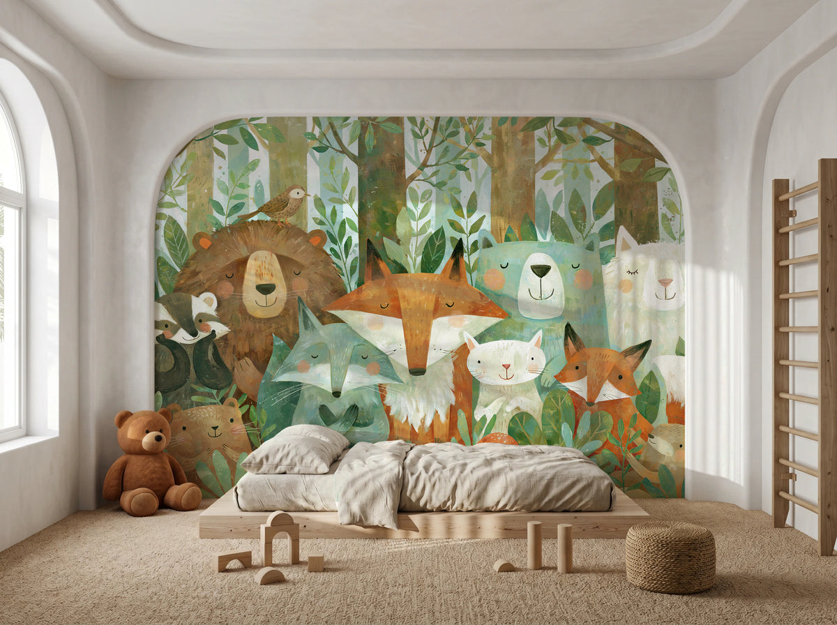 SLEEPY THICKET - tapeta z leśnymi zwierzętami dla dzieci — KIDS — Pokój dziecięcy 03