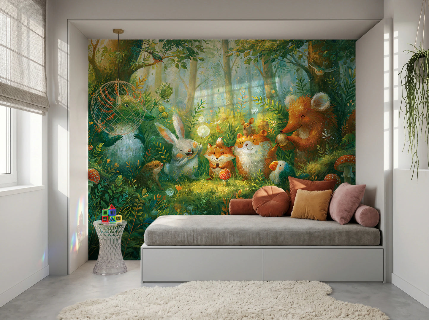 MUSHROOM CIRCLE - malowana leśna polana ze zwierzętami — KIDS — Pokój dziecięcy 04