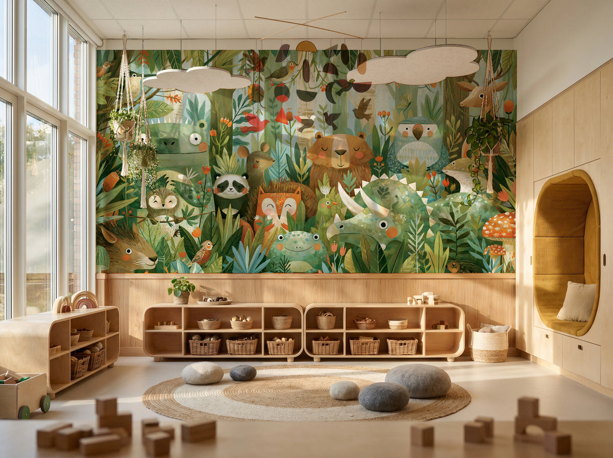 WOODLAND PARADE - tapeta z malowanymi zwierzętami lasu — KIDS — Playroom 03