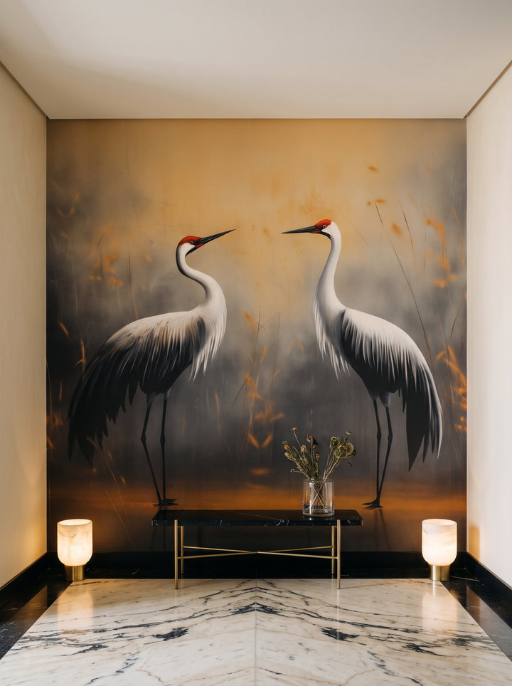 Fototapeta artystyczna o nazwie Solemn Duet w aranżacji wnętrza: galeria wejściowa w apartamencie Art Deco.