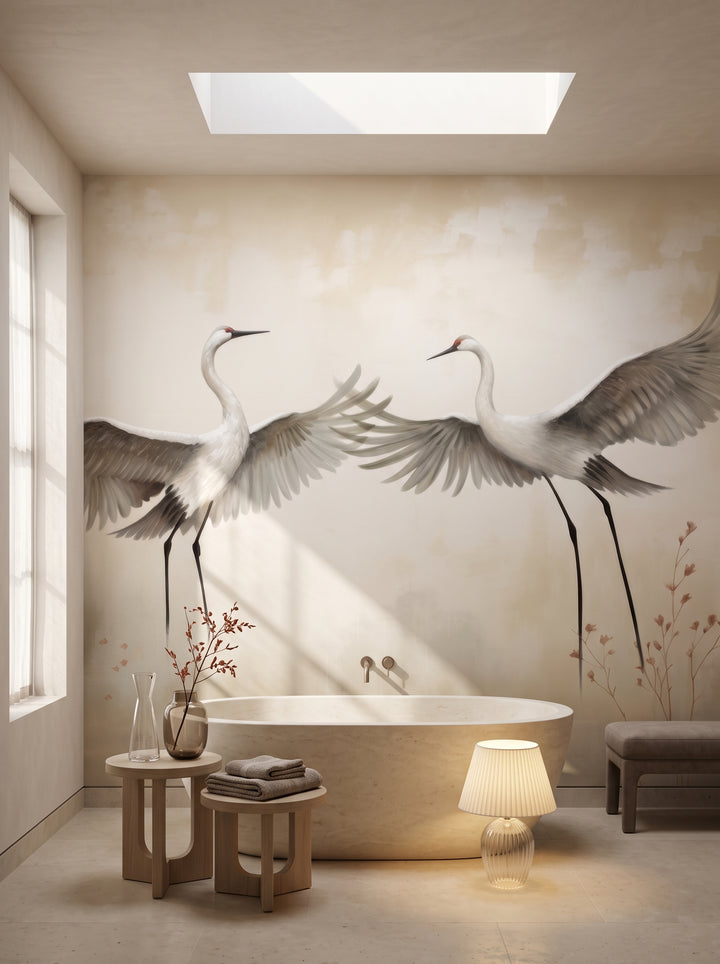 Fototapeta artystyczna o nazwie Graceful Flight w aranżacji wnętrza: łazienka spa w luksusowej rezydencji.