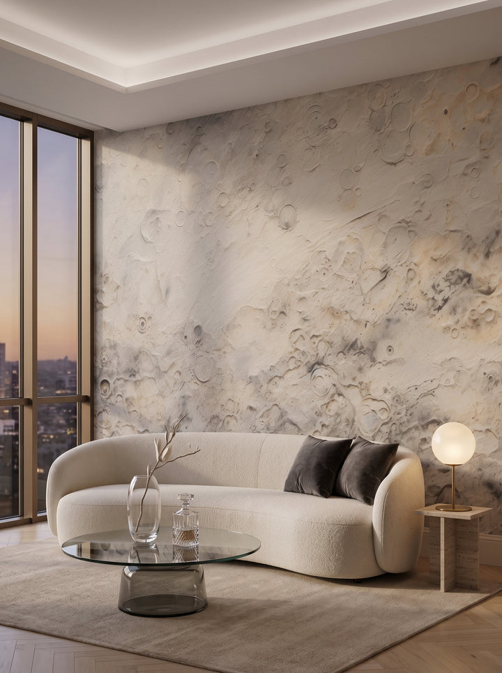 Fototapeta artystyczna o nazwie Celestial Warmth w aranżacji wnętrza: salon w penthousie na Manhattanie.