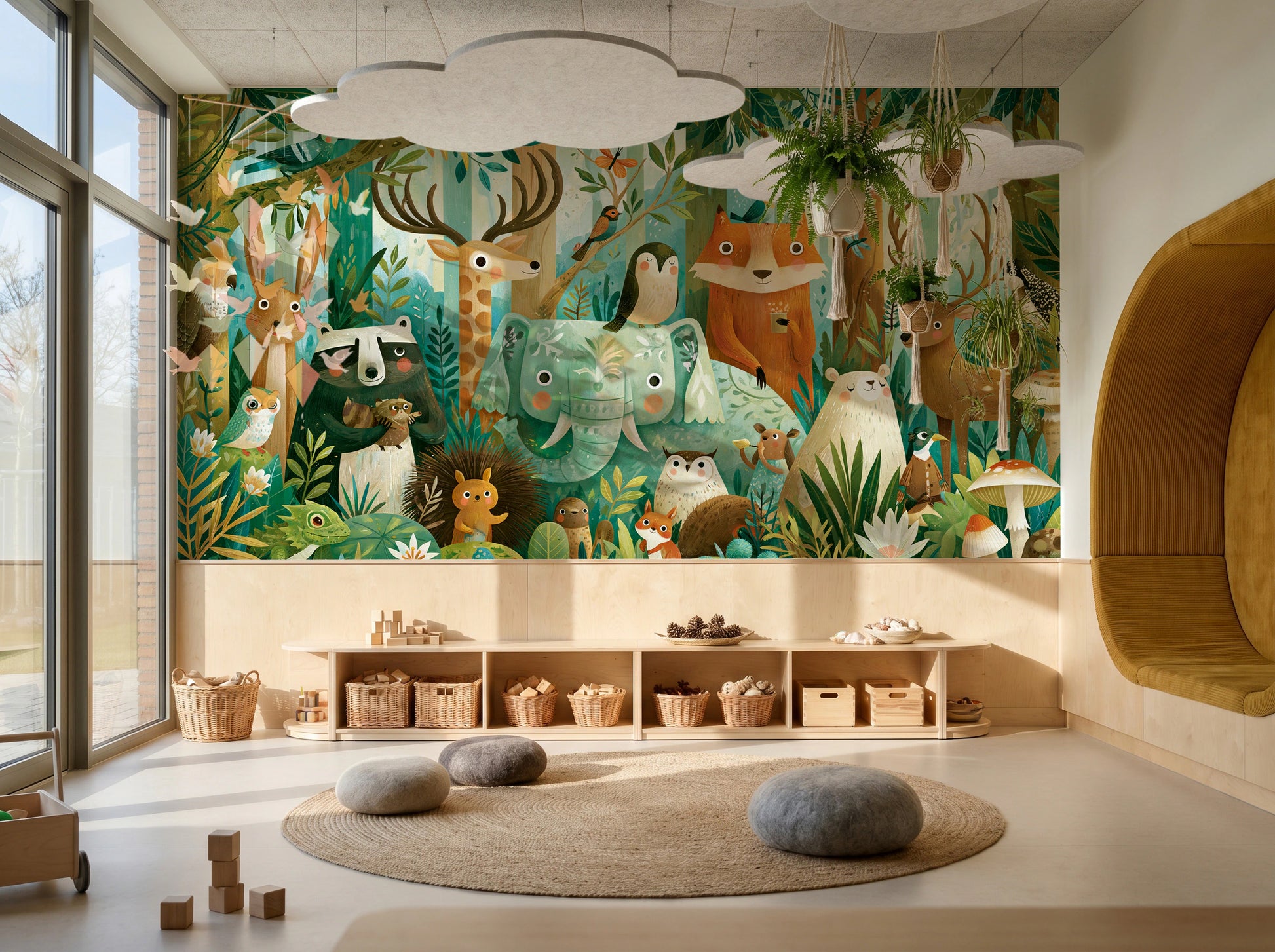 EMERALD THICKET - malarska tapeta z leśnymi zwierzętami — KIDS — Playroom 02