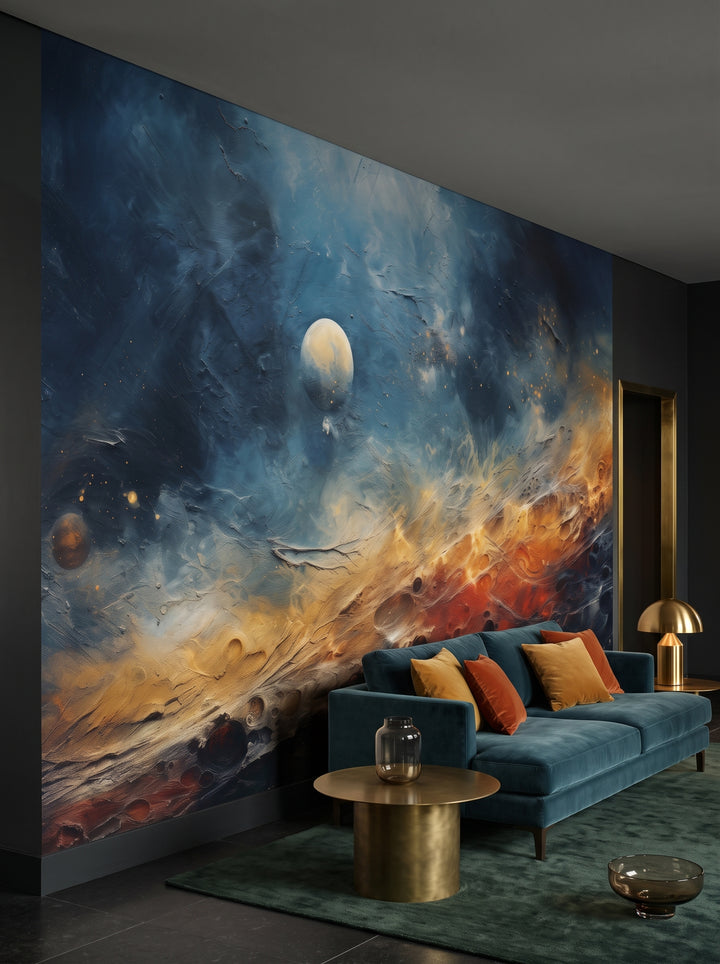 Fototapeta artystyczna o nazwie Celestial Harmony w aranżacji wnętrza: hol hotelu butikowego.