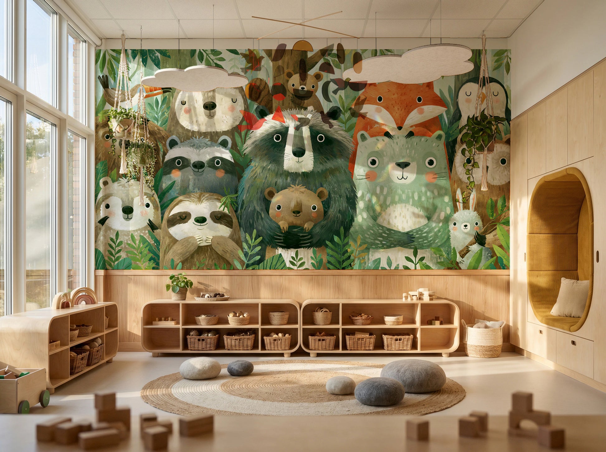 WOODLAND HUDDLE - tapeta z leśnymi zwierzętami dla dzieci — KIDS — Playroom 03