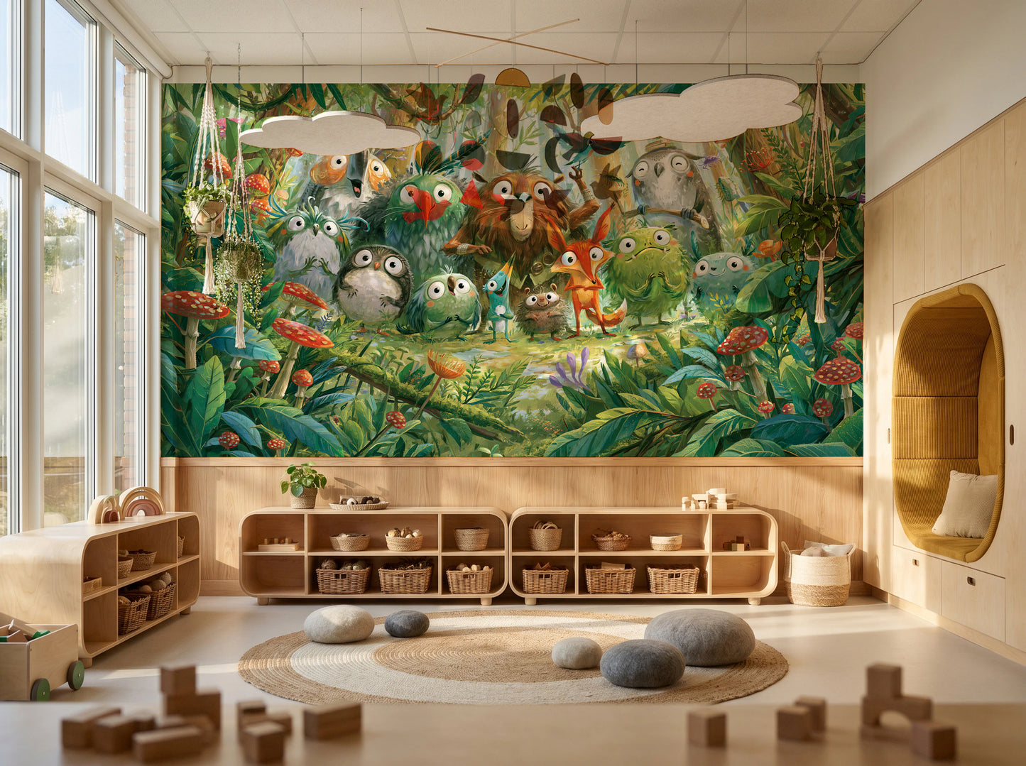 MOSSY CLEARING - tapeta z leśną gromadką zwierząt — KIDS — Playroom 03