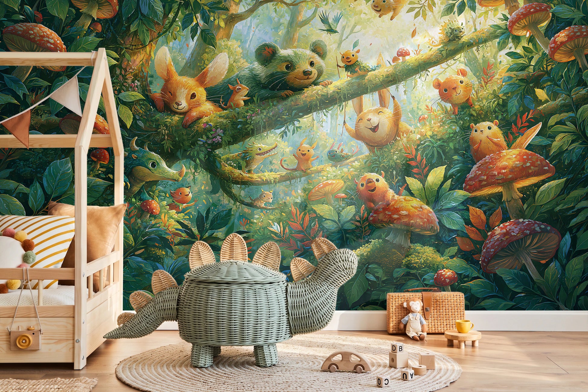 MOSSY BRANCH - tapeta z leśnymi zwierzątkami wśród muchomorów — KIDS — Pokój dziecięcy 10