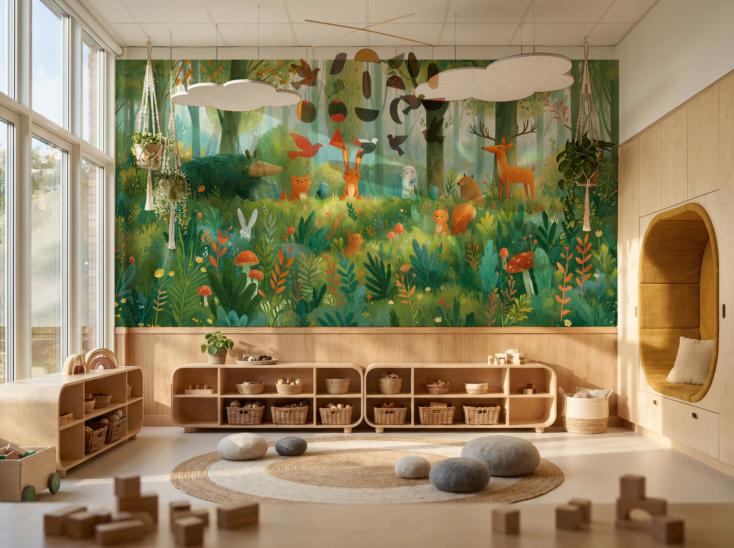 MOSSY GLADE - leśna polana ze zwierzętami w akwareli — KIDS — Playroom 03