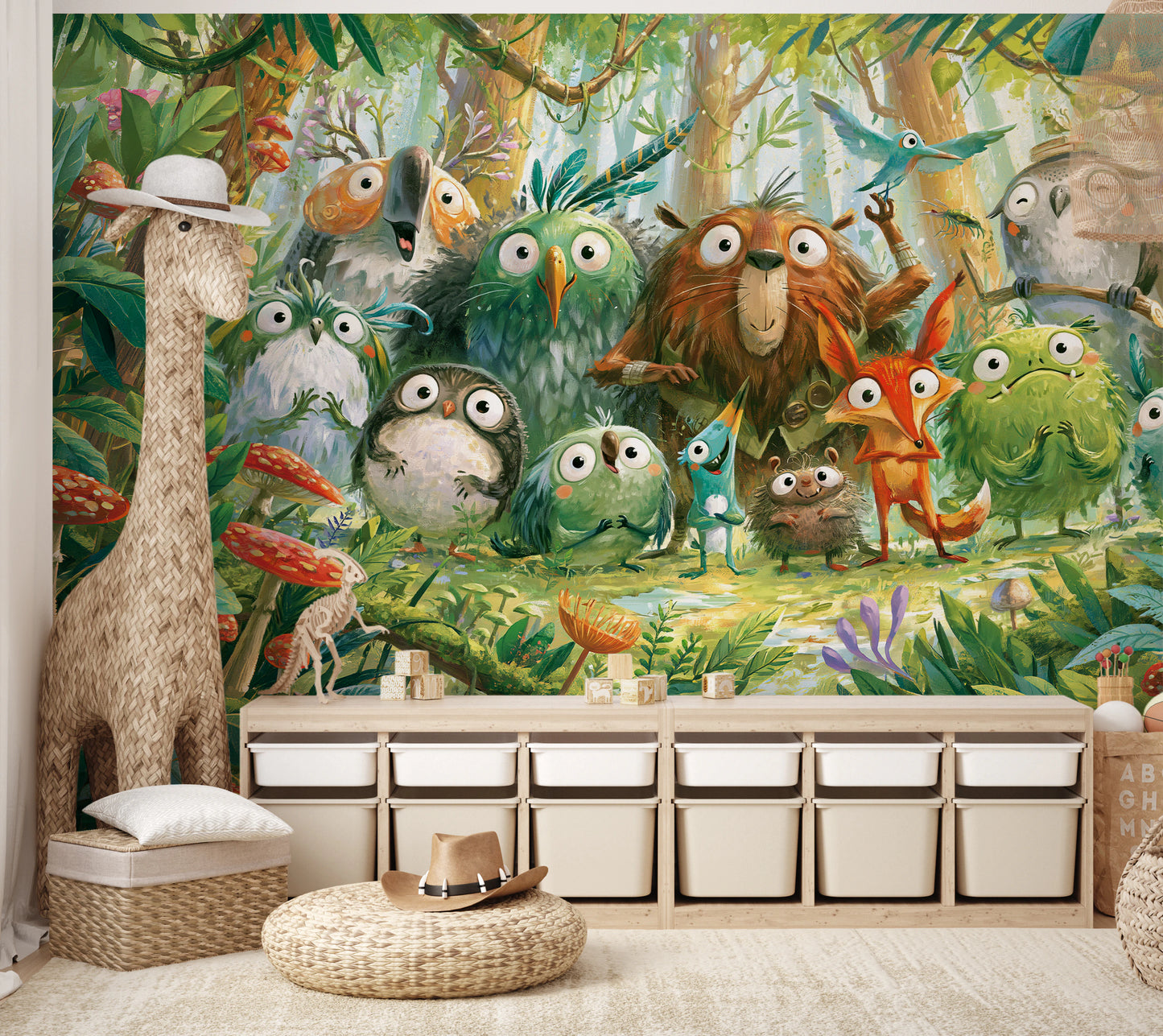 MOSSY CLEARING - tapeta z leśną gromadką zwierząt — KIDS — Pokój dziecięcy 01