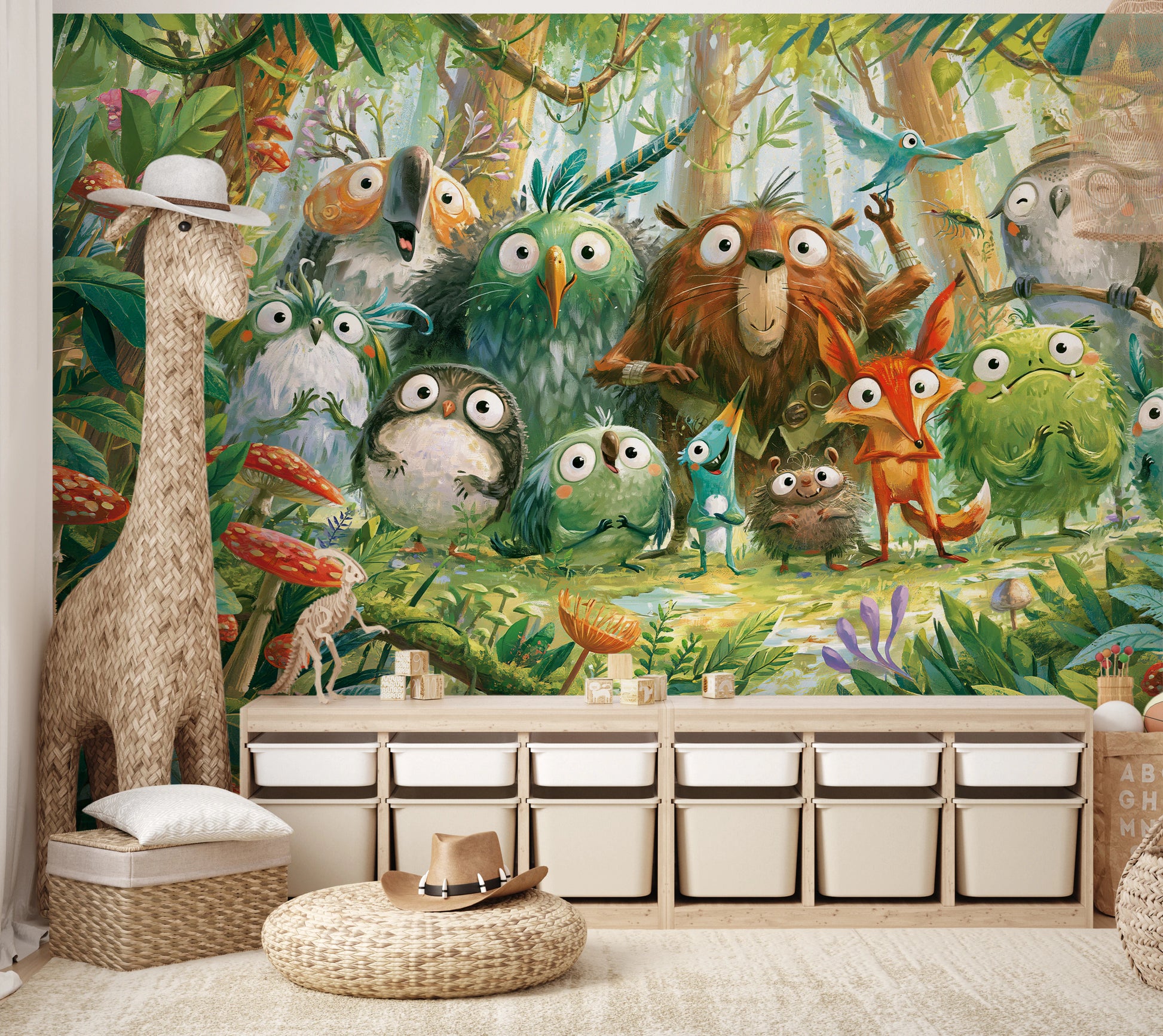 MOSSY CLEARING - tapeta z leśną gromadką zwierząt — KIDS — Pokój dziecięcy 01