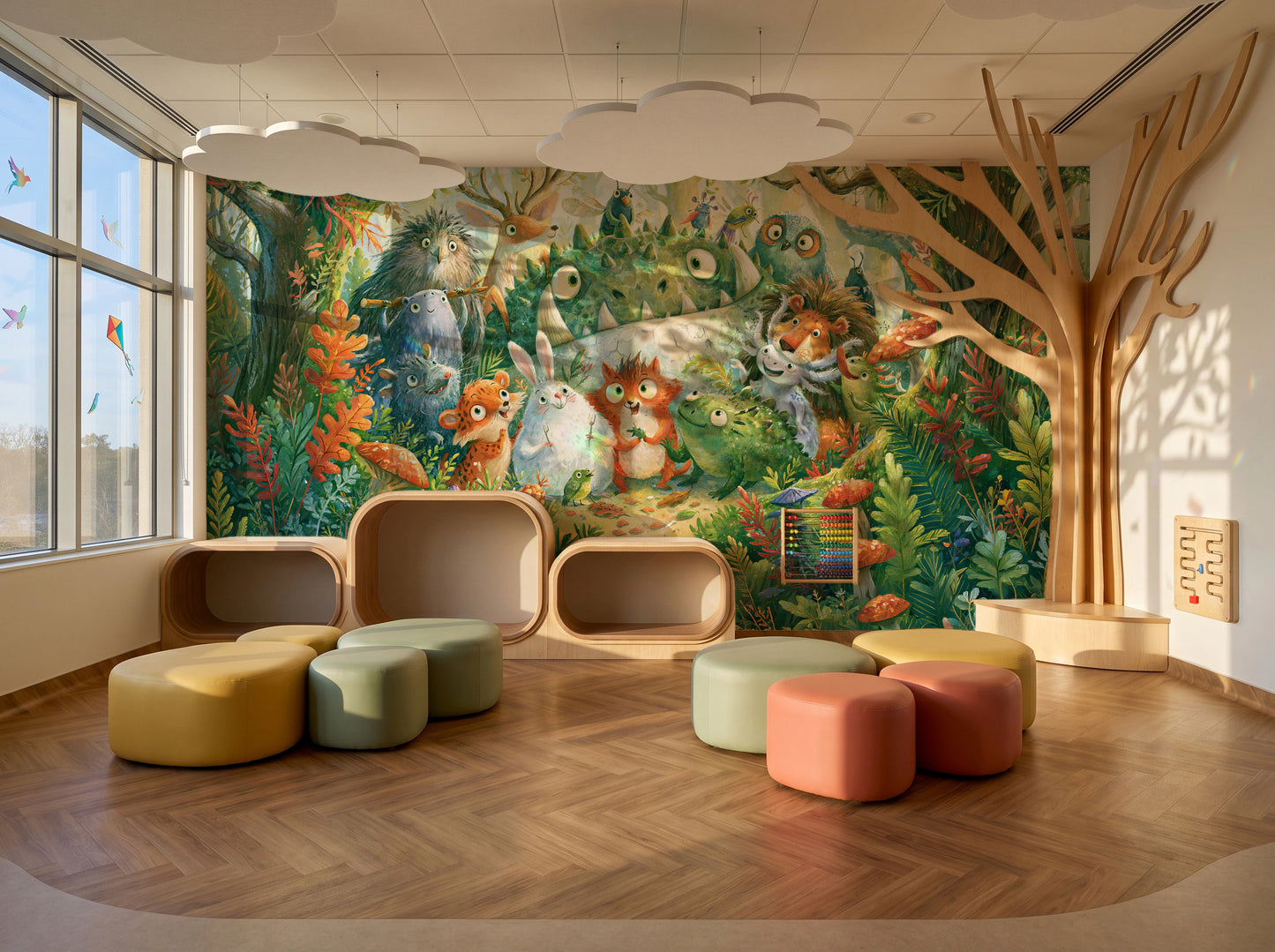 FERN TRAIL TROOP - tapeta z leśnymi zwierzętami — KIDS — Playroom 01
