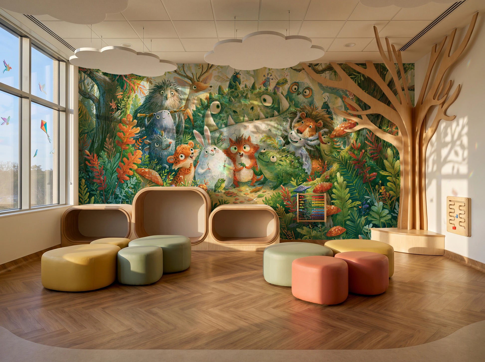 FERN TRAIL TROOP - tapeta z leśnymi zwierzętami — KIDS — Playroom 01