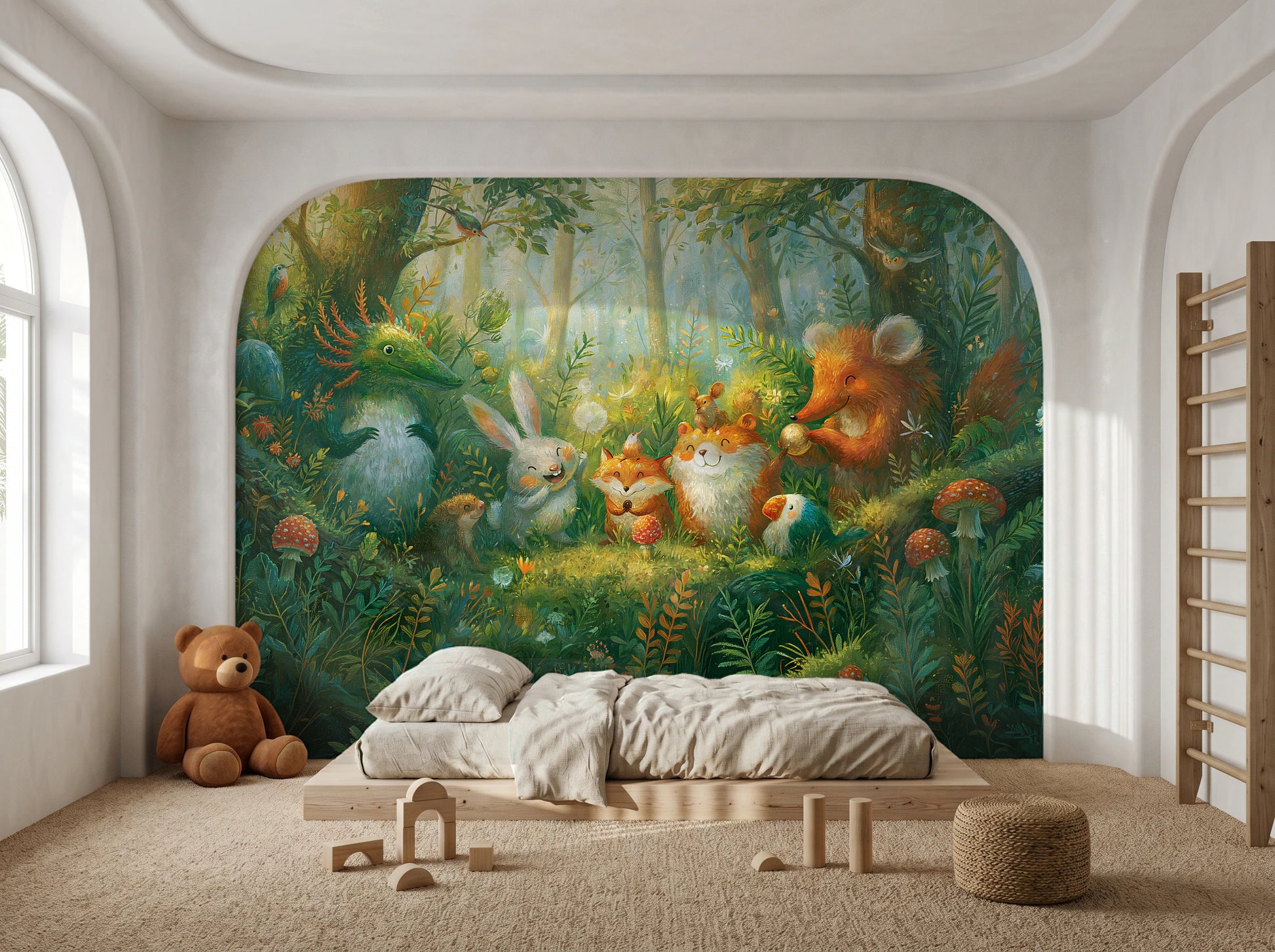 MUSHROOM CIRCLE - malowana leśna polana ze zwierzętami — KIDS — Pokój dziecięcy 03