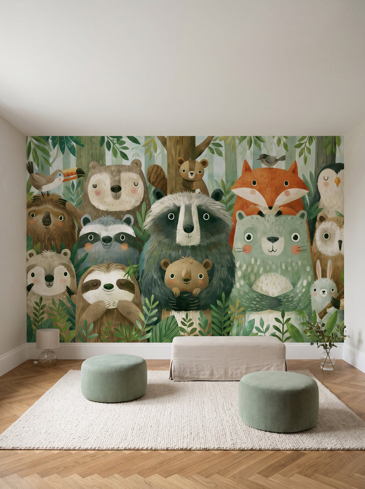 Fototapeta artystyczna o nazwie BASHFUL TREELINE w aranżacji wnętrza: elegancka sala zabaw w rodzinnej rezydencji.