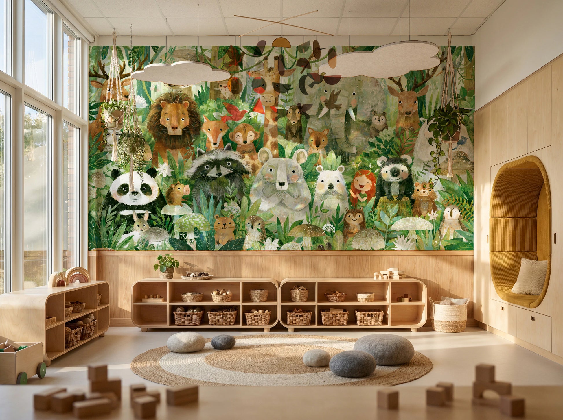 GREEN PARADE - tapeta ze zwierzętami wśród paproci — KIDS — Playroom 03